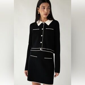 OAK + FORT Black and White Cardigan Set